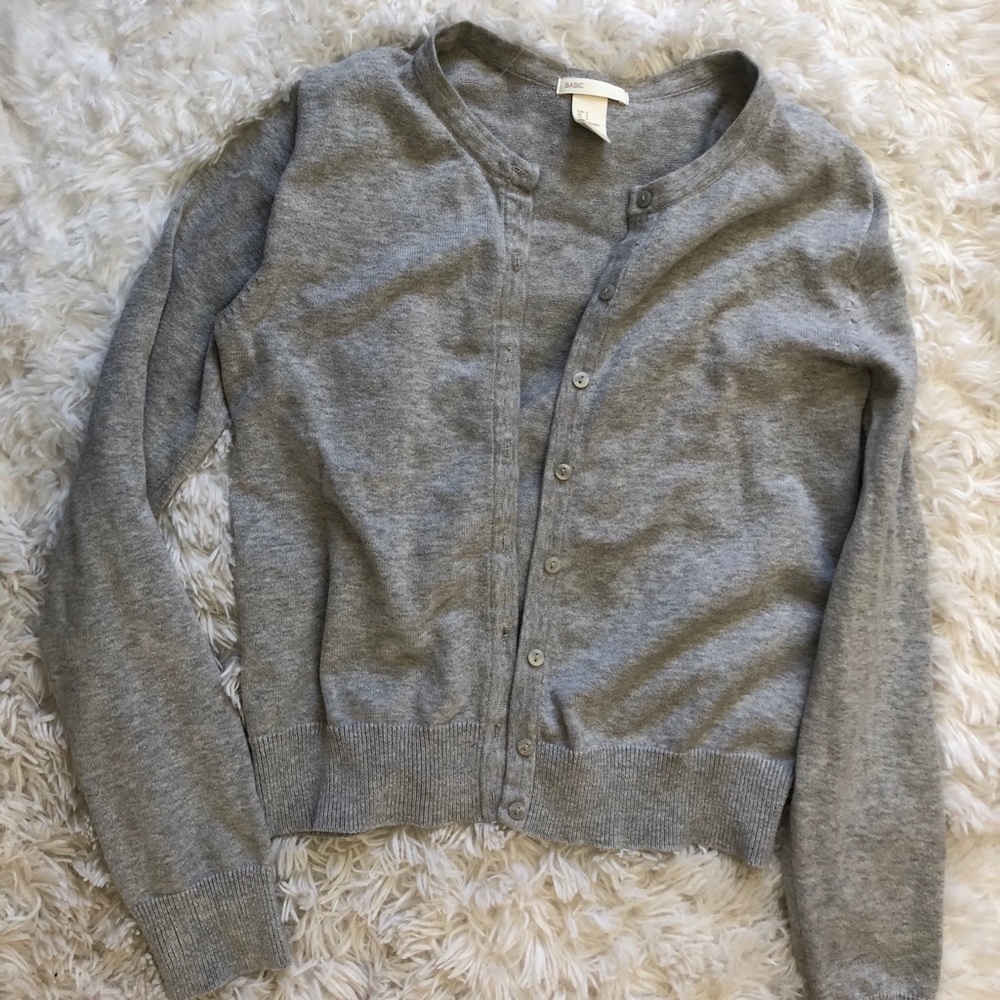 Heather grey button up cardigan sweater